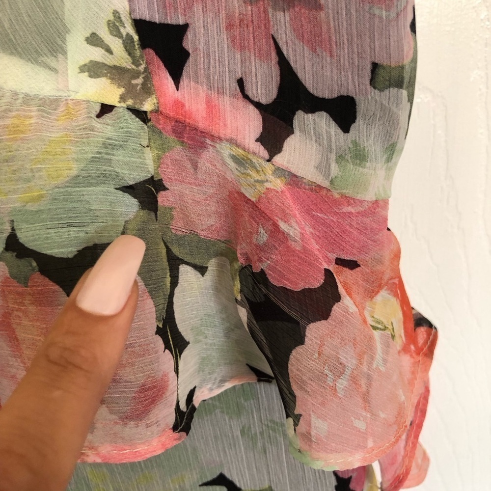 Black Floral Zara Chiffon Midi Dress Size M - Picture 5 of 9